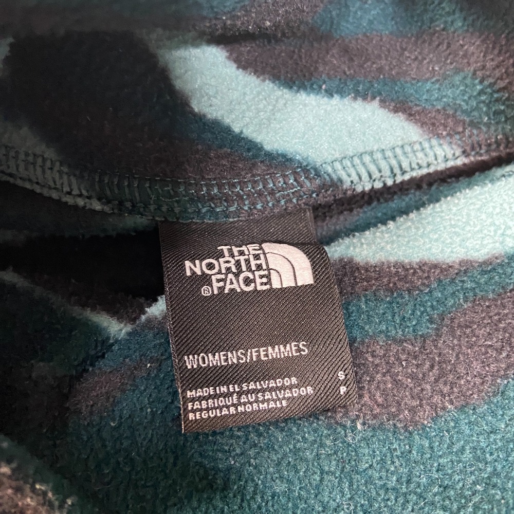 The North Face TKA Glacier Sweatshirt Womens Small Green Camo Fleece Funnel Neck - Picture 2 of 7
